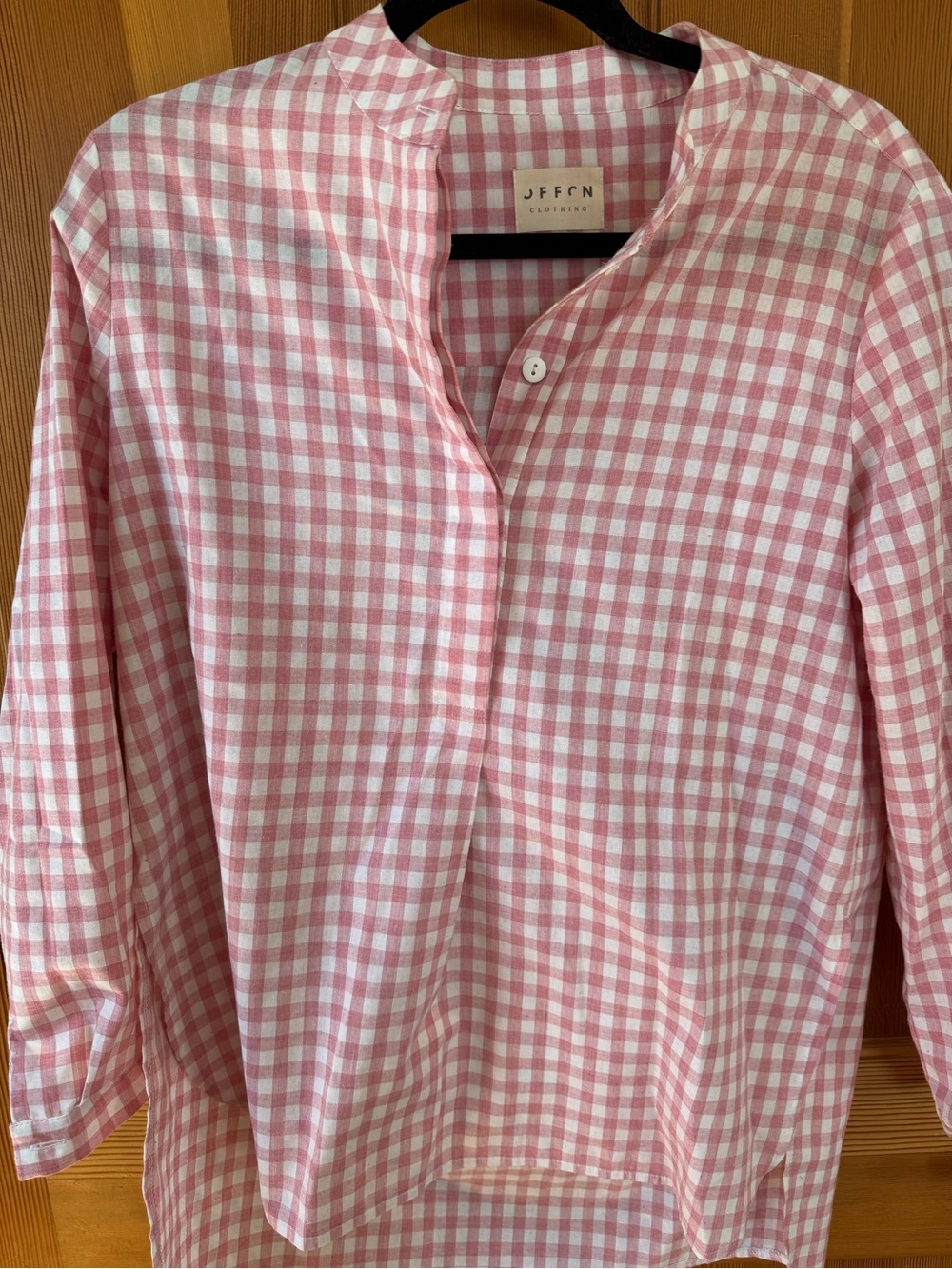 Jeffon Pink Gingham Button-Up Blouse - Picture 2 of 5